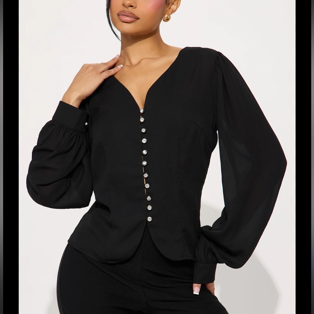 Fashion Nova Roselia Rhonestone Blouse